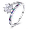 Anillo de circonita con flores de color japonés y coreano de Cao Shi Taobao Douyin, transmisión en vivo, regalo de San Valentín para mujer