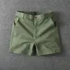 Shorts Esportivos Casuais Masculinos de Verão Calças Trendy Masculinas de Cintura Elástica de Quatro Pontos Shorts de Sarja Lavada 100% Algodão Roupa Externa Calças de Comprimento Médio