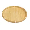 Cesta Redonda Trançada de Bambu Pequena Bandeja para Lanches Bandeja para Doces Lanches Sementes Bandeja Redonda Criativa para Casa Mini Produtos de Bambu Feitos à Mão