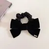 Retro Francés Etiqueta Dorada Terciopelo Negro Anillo para el Cabello Lazo de Mujer Cuerda para el Cabello Otoño e Invierno Nuevo Cuerda para el Cabello para Cola de Caballo