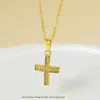 Collar con Colgante de Cruz de Acero Inoxidable Americano Transfronterizo Joyería para Mujer de Gama Alta Acero de Titanio Zirconia que No se Desvanece Accesorios para Collar