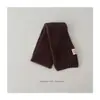 Bufanda de Punto Elegante Versátil para Niños de Dongdaemun, Corea. Etiqueta Pequeña. Bufanda de Punto de Color Sólido Rayada para Niños y Niñas.