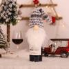 Decoraciones navideñas set de botella de vino bufanda y gorro de anciano tejido tapón de botella de vino set de muñeco de nieve diseño de restaurante