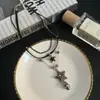 Colar pingente pentagrama gota d'água cravejado de diamantes doce e cool para mulheres, corrente de clavícula tipo gargantilha multicamadas de nicho, corrente de pescoço da moda