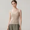 Tricô de cashmere listrado com alça fina para ombro, colete feminino de outono e inverno novo, gola V, sem mangas, suéter, camisola sexy para usar por baixo