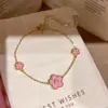 Pulsera de Flor con Circonita Bañada en Oro Real, Lujo Ligero, Sensación de Alta Gama, Pulsera Sencilla, Joyería de Diseño de Nicho a la Moda