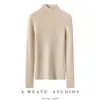 Otoño/Invierno Nuevo Estilo Minimalista Cuello Semi-Alto % Cachemira Pura Para Mujer Ajuste Delgado Versátil Suéter Cálido Capa Base Tejido
