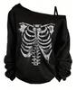 2026 Amazon Nova Moda Europeia e Americana Transfronteiriça Halloween Caveira Alça Solta Camada Base Camiseta Feminina