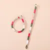 Llavero con anilla y correa de color macarrón en bloques, correa corta tejida fresca para teléfono, accesorio DIY, disponible para dropshipping