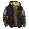 Chaqueta de Algodón Retro Europea y Americana para Hombre con Forro de Polar Engrosada Chaqueta de Algodón de Invierno con Cremallera y Capucha Chaqueta de Algodón Invierno