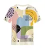 Camiseta de manga corta con estampado 3D de arte pop americano de verano transfronterizo, top casual retro geométrico abstracto de cuello redondo para hombre