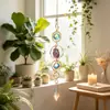 Colgante pequeño de cristal de grava de piedra natural cruda, carillón de viento hecho a mano, decoración de jardín interior, adorno colgante de bola de cristal