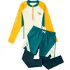Traje de baño para niños Niños Verano Manga Larga Pantalones Divididos Protección Solar Niños Medianos y Grandes Estudiantes Equipo para Natación en Aguas Termales