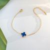 Pulsera de Trébol de Cuatro Hojas de Moda de Lujo Ligero para Mujer Pulsera de Flor Sencilla de Nácar Oro de 18K Inmarcesible Simple Pulsera que Combina con Todo Venta al por Mayor I