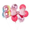 Globo de aluminio con lazo rosa transfronterizo, ideal para fiestas de cumpleaños de bebés de 0 a 9 años.