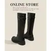 Botas Altas de Cuero Lavado con Forro de Polar Estilo Retro para Mujer, Nuevo Estilo 2026, Tacón Grueso Adelgazante, Tubo Alto, Botas Largas de Montar