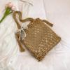 2025 Bolsa de Palha Tecida Artesanal Vintage Acessórios de Franja Férias de Verão Praia Bolsa Feminina Bolsa de Rede Portátil Bolsa Feminina Fresca
