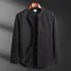 Camisa cálida de estilo Tang para hombre de otoño e invierno con forro polar, chaqueta abotonada retro china, camisa base engrosada de estilo chino