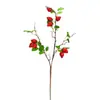Morango artificial de alta qualidade com folhas, fruta falsa para decoração de casa, vitrine, paisagismo de jardim e adereços de fotografia