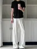Pantalones casuales de hombre estilo japonés para otoño, diseño plisado, textura pesada, corte recto holgado, con efecto de caída