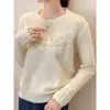 Tricô Fino Feminino de Gola Redonda para o Inverno 2026 Novo Estilo Super Bonito Solto Toque de Luxo Tricô Camada Base Vazado