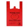 Bolsa Colete Sorriso Vermelho Embalagem para Levar Supermercado de Alimentos Sacola Plástica de Conveniência Atacado por Quilograma
