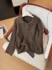Suéter Grueso de Punto Grueso con Cuello Polo y Cordones de Encaje de Alto Gama Estilo Coreano Retro para Mujer Otoño e Invierno 2025 Top Holgado de Punto Relajado