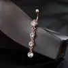 Europa e Estados Unidos suprimento transfronteiriço simples anel de umbigo redondo alongado com pingente de cordão de cristal zircônia joia para piercing no umbigo