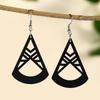 Nuevos aretes huecos de madera de moda europea y americana, aretes geométricos de madera personalizados, aretes de diamantes transfronterizos, joyería de moda