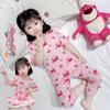 Pijama Infantil Verão Seda de Gelo Meninas Bebê Fino Roupas de Ar Condicionado conjunto Meninas Renda Desenho Animado Manga Curta Roupas de Casa Tendência