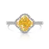 Anillo de Trébol de Cuatro Hojas con Corte Flor de Hielo de Piedra Preciosa de Colores Popular en Tiktok y Xiaohongshu Anillo de Diamante de Alto Carbono Flash Transfronterizo Dropshipping en Vivo