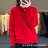 Novo suéter estilo francês, lã pura, fio duplo, malha grossa, torcido, suéter de cashmere, gola redonda, solto, transfronteiriço, vestuário feminino, atacado