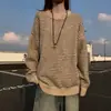 Suéter de Tricô Listrado Gola Redonda Estilo Americano Masculino Outono Solto Estilo Preguiçoso Toque Jovem Suéter Camada Base Camada Superior