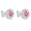 Pendientes de girasol de 1 quilate con explosiones en vivo transfronterizas, pendientes de moda europea y americana para mujer, pendientes de circonita con diamantes completos al por mayor