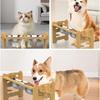 Soporte de Madera Maciza para Comedero Doble para Gato Mascota con Altura Ajustable, Soporte para Comedero para Perro, Alimentador con Cuencos de Acero Inoxidable Antideslizantes