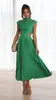 2026 Europeo y Americano Comercio Exterior Dulce y Moderno Estilo Callejero Modelo de Verano Cuello Alto Color Macarrón Que Muestra la Cintura Vestido Largo