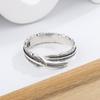 Anillo de Pluma Nuevo y Moderno Blogger Rojo de Internet Europeo y Americano Combinable Personalizado Chapado en Plata Retro Hojas Antiguas Anillo Abierto