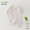 Mameluco de manga larga para bebé Pato Pequeño de Anji, Traje de Gateo sin Costuras Clase A para Primavera y Otoño con Cuello de Encaje Floral, Mono Ajustado para Bebé