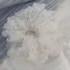 Scrunchie Branco de Renda Vazada Quadrado Estilo Francês para Cabelo, Prendedor Grande com Laço e Flor de Fita