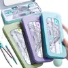 Set de 8 piezas de compás y regla para el regreso a clases, set de papelería de aprendizaje para estudiantes, herramientas de enseñanza para dibujar círculos, líneas rectas, triángulos y medir ángulos
