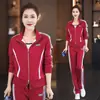 Nuevo Conjunto de Ropa Deportiva Urbana para Mujer Primavera y Otoño, Moderno y Juvenil, Sudadera con Cremallera y Letras y Pantalones Deportivos Conjunto de Dos Piezas