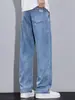 Jeans Reta Retrô Americano para Homens, Novo Estilo Verão 2026, Caimento Solto, Lavado e Desgastado, Calça Slim Casual de Rua