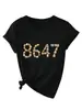Amazon Ebay Sitio Independiente Moda Versátil Divertida Mujer 8647 Concha Cuello en V Manga Corta Camiseta Camiseta Base Comercio Exterior