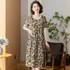 Vestido de Algodón y Seda Estilo Nuevo para Madres de Mediana Edad y Mayores, Verano Tallas Grandes, que Disimula la Barriga, Vestido de Rayón que Reduce la Edad