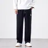 Roupa Masculina Fengshe / Nova Coleção Primavera e Outono 2026 Estilo Americano Novo Caimento Solto Veludo Boa Bordado com Logo Chinês Calça Casual Masculina de Barra Reta