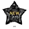 Feliz Año Nuevo Globo de Película de Aluminio de Año Nuevo 1819 Pulgadas Globo de Película de Aluminio de Estrella de Cinco Puntas Decoración de Globo Negro Dorado para Fiesta de Año Nuevo