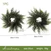 Guirnalda de Hojas Artificiales de Ciprés Simulado Transfronteriza Corona de Decoración Navideña para el Hogar Círculo de Ratán Decoración de Ventana Plantas Verdes Falsas