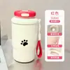 Taza isotérmica de doble boca con estampado de gatito y pez, suave y linda, transfronteriza, con cordón, adecuada para estudiantes, para ir al trabajo y para el coche, portátil y fácil de llevar