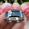 Anillo de Moda Nuevo de Acero Inoxidable de 8 mm, Diseño de Latido del Corazón con Fibra de Carbono - Anillo de Compromiso para Boda