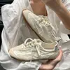 Fresco e jovial~ Tênis de treino alemão verde matcha feminino couro macio genuíno costura respirável retro sola plana casual sapatos esportivos feminino moderno